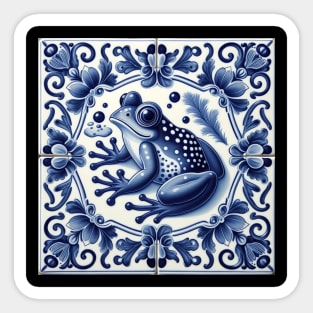 Delft Tile With Dotted Frog No.2 Sticker